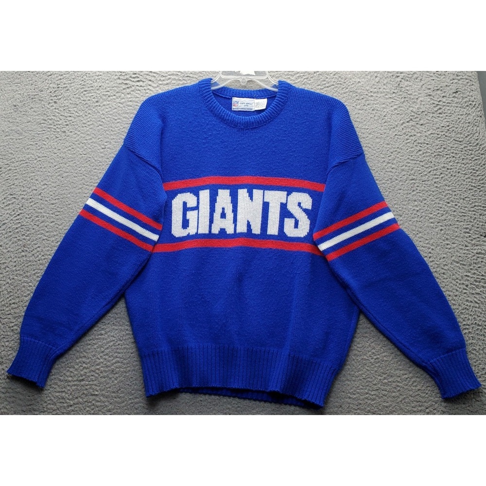 Vtg 80s NFL New York Giants Cliff Engle Sweater Football Sports Mens XL Blue